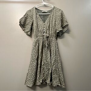 Abercrombie & Fitch Floral Midi Dress in Sage